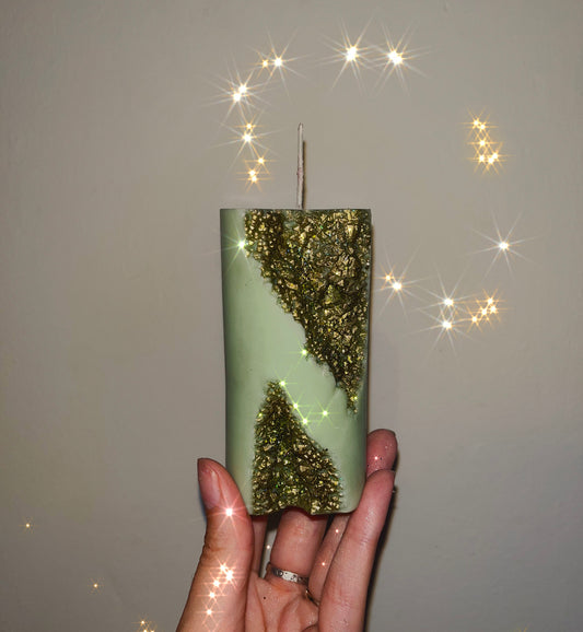 Druzy Pillar Crystal Candle